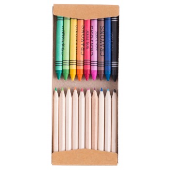 Drawing set Drawing set in recyclable box with window, 10 colour pencils and 9 crayons AIV8620-99