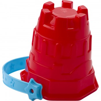 Beach bucket in 4 different colours and shapes - 2 round, 1 square and 1 octagonal, inside: shovel, fork, scoop, sand strainer and 2 modelling parts (fish and crab shapes), mix 4 patterns assorted AIV8649-99