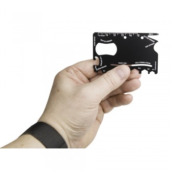 Multifunctional tool in case, 9 functions: ruler, mini screwdriver, box opener, 2x screwdriver, open hex wrench (#2, #4, #6, #8, #10, #12), phone stand (card not included), can opener, bottle opener AIV8777-03