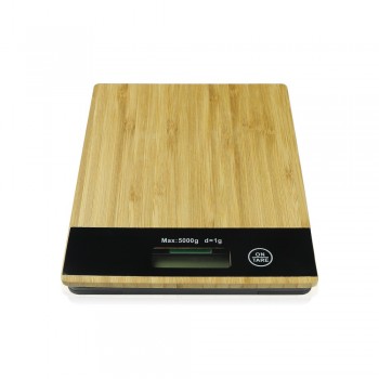 Kitchen scale with bamboo front part | Beck Kitchen scale with bamboo front part, LCD screen, tare function, maximum loading capacity: 5 kg AIV8869-17