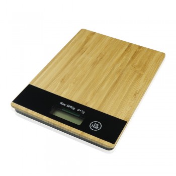 Kitchen scale with bamboo front part | Beck Kitchen scale with bamboo front part, LCD screen, tare function, maximum loading capacity: 5 kg AIV8869-17