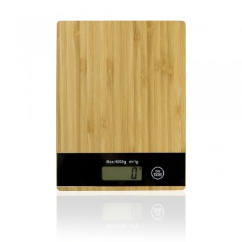 Kitchen scale with bamboo front part | Beck Kitchen scale with bamboo front part, LCD screen, tare function, maximum loading capacity: 5 kg AIV8869-17