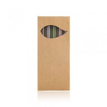 Glass reusable drinking straw set B'RIGHT, 4 pcs, cleaning brush with plate for personalization included | Lea BRIGHT 4 glass drinking straw set, reusable, cleaning brush with plate for personalization included AIV8892-00