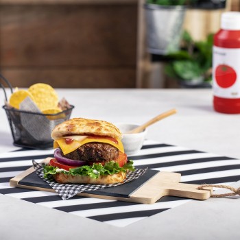 Cutting board made of slate and bamboo
