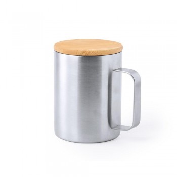 Thermo mug 350 ml with bamboo lid, double walled, thermal insulation scale: 2 AIV9384-32