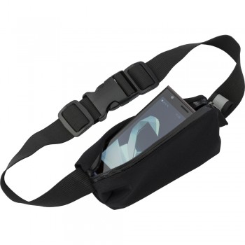 Water resistant waist bag with adjustable rubber band at both sides (2 x 27 cm) and plastic closure, min. circ. approx. 62 cm, max. circ. approx. 93 cm (plus stretching) AIV9445-03