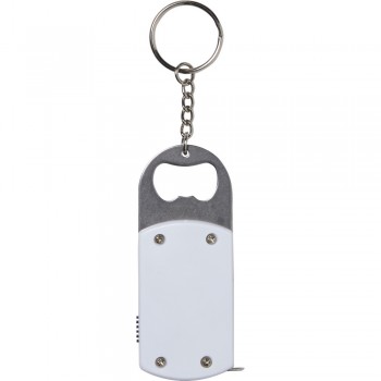 Keyring, bottle opener with 1 white LED and measuring tape 1 m AIV9458-02