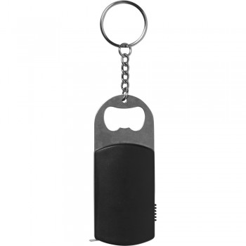 Keyring, bottle opener with 1 white LED and measuring tape 1 m AIV9458-03