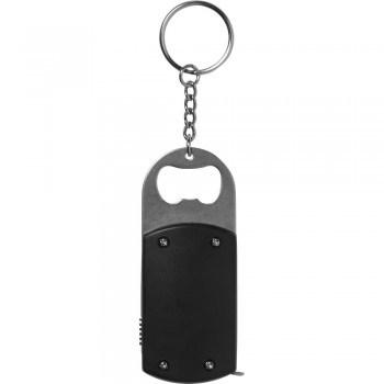 Keyring, bottle opener with 1 white LED and measuring tape 1 m AIV9458-03