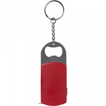 Keyring, bottle opener with 1 white LED and measuring tape 1 m AIV9458-05