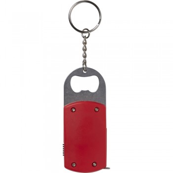 Keyring, bottle opener with 1 white LED and measuring tape 1 m AIV9458-05