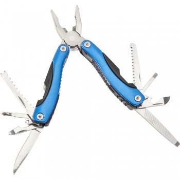 Multifunctional tool, 10 functions: pliers, saw, knife, 2 screwdrivers (flat-head and cross), file, bottle opener, fish scraper, nutcracker and ruler in inches, in pouch AIV9742-11