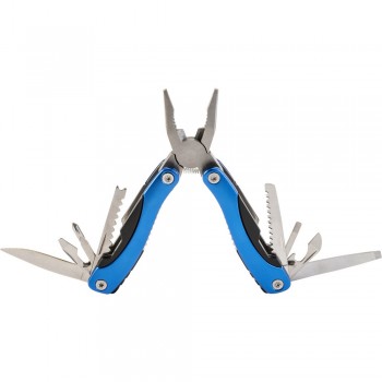 Multifunctional tool, 10 functions: pliers, saw, knife, 2 screwdrivers (flat-head and cross), file, bottle opener, fish scraper, nutcracker and ruler in inches, in pouch AIV9742-11