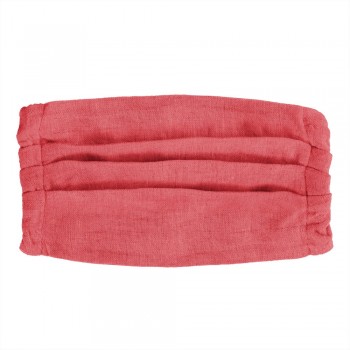 Reusable face mask, non-medical, double layer, made of linen, first wash temperature: 30 degrees Celsius, subsequent washes temperature: 40 degrees Celsius, water sterilization at 100 degrees Celsius, ironing up to 200 degrees Celsius, OEKO-TEX certificat