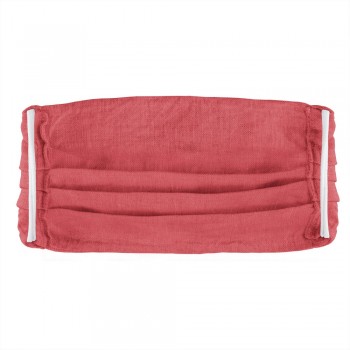 Reusable face mask, non-medical, double layer, made of linen, first wash temperature: 30 degrees Celsius, subsequent washes temperature: 40 degrees Celsius, water sterilization at 100 degrees Celsius, ironing up to 200 degrees Celsius, OEKO-TEX certificat