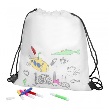 Drawstring bag for colouring, felt tip pens | Franklin Drawstring bag art set, 5 markers included AIV9827-02
