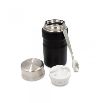 Thermo food container 650 ml Air Gifts, foldable spoon | Jonathan Air Gifts thermo food container 650 ml with foldable stainless steel spoon, double vacuum walled, stainless steel inside and outside, leakproof lid, insulation scale: 4 +leakproof AIV9962-03