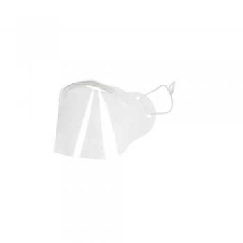Nose and mouth shield with elastic fastening, reusable, made of transparent PET, easy to disinfect after each use, easy to assemble, elastic bands can be easily adjusted and replaced, contoured for glasses, holes to prevent evaporation, wide polyester foa