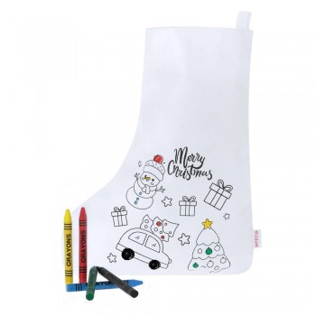 Christmas sock for colouring, Christmas pattern, crayons