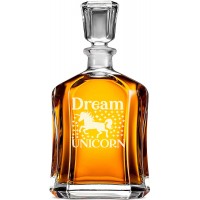 Degvīna Karafe ar Uzrakstu - "Dream Unicorn" ,Dāvan Idejaa Vīrietim, Izmērs 700Ml