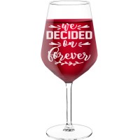 Personalised Wine Glass With Engraved Text - "We Decided On Forever', Birthday Gift Idea, Size 530ml