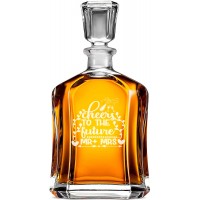 Hermētiska Burbona Karafe ar Uzrakstu - "Cheers To The Future Mr + Mrs" ,Dāvana Vīrietim Personalizēta, Izmērs 700Ml