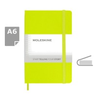 MOLESKINE kabatas piezīmju grāmata A6, tīras lapas, ciets vāks, laima krāsā