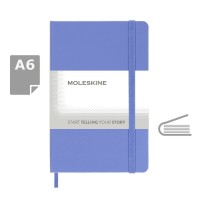 MOLESKINE kabatas piezīmju grāmata A6, tīras lapas, ciets vāks, zilā krāsā