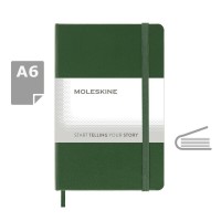 MOLESKINE kabatas piezīmju grāmata A6, tīras lapas, ciets vāks, haki krāsā