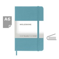 MOLESKINE kabatas piezīmju grāmata A6, tīras lapas, ciets vāks, tirkīza krāsā