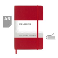 MOLESKINE kabatas piezīmju grāmata A6, tīras lapas, mīksts vāks, sarkanā krāsā