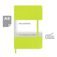 MOLESKINE kabatas piezīmju grāmata A6, tīras lapas, mīksts vāks, laima krāsā