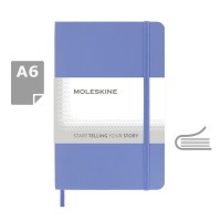 MOLESKINE kabatas piezīmju grāmata A6, tīras lapas, mīksts vāks, zilā krāsā