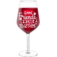 Personalised Wine Glass With Engraved Text  "Good Friends Wine", Size 530ml