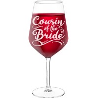 Wine Glass For Men With Engraved Text - "Cousin Of The Bride", Wine Glass as a Gift, Size 530ml