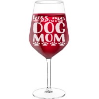 Wine Glass Gift With Engraved Text - "Kiss Me I'M A Dog Mom", Wine Glass as a Gift, Size 530ml