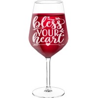 White Wine Glass With Engraved Text - "Bless Your Heart", Fiend Gift, Size 530ml