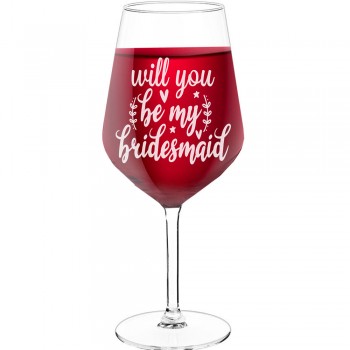 Sparkling Wine Glass With Engraved Text - "Will You Be My Bridesmaid', Birthday Gift Idea, Size 530ml