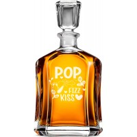 Alkohola Karafe ar Uzrakstu - "Pop Fizz Kiss" ,Dāvana Vīrietim Ar Gravējumu, Izmērs 700Ml