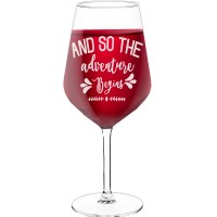 Best Friend Wine Glass With Engraved Text - "And So The Adventure Begins', Birthday Gift Idea, Size 530ml