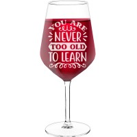 30Th Wine Glass With Engraved Text - "You Are Never Too Old To Learn', Birthday Gift Idea, Size 530ml