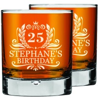 2 Pcs. Personalised Whiskey Glass Birthday Gift for Men Engraved Glass Size 270ml