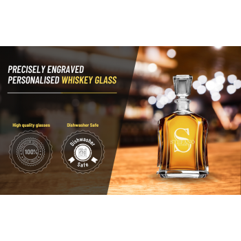 Whiskey Glass Decanter With Engraved Text - Whiskey Glass Decanter With Engraved Text -