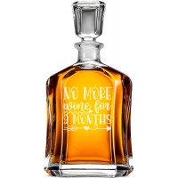 Airtight Whiskey Decanter With Engraved Text -"No More Wine", Gift For Men, Size 700ml