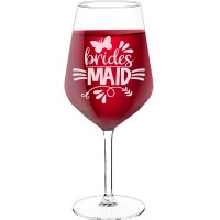 Personalised Wine Glass For Women With Engraved Text - "Brides Maid", Wine Glass as a Gift, Size 530ml