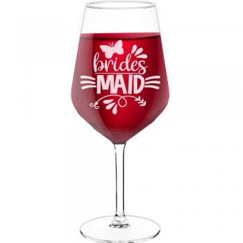 Personalised Wine Glass For Women With Engraved Text - "Brides Maid 6", Wine Glass as a Gift, Size 530ml