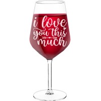 Sparkling Wine Glass With Engraved Text - "I Love You This Much-2", Gifts for Wine Lovers, Size 530ml