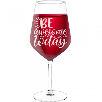 Vīna Glāzes Dāvanai ar Uzrakstu - "Be Awesome Today", Dāvana Sievietei, 530ml