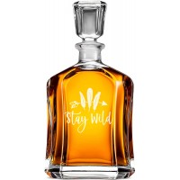 Airtight Whiskey Decanter With Engraved Text -"Stay Wild", Gift For Men Birthday Unique Under 30, Size 700ml