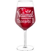 Personalised Wine Glass With Engraved Text - "National treasure", Wine Glass as a Gift, Size 530ml